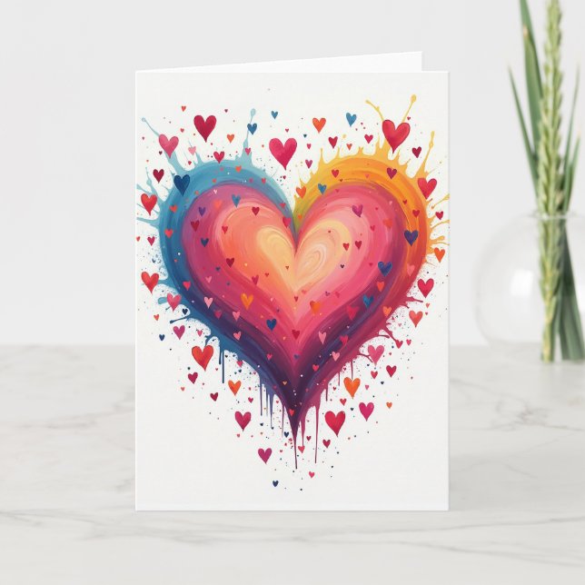 Watercolor Heart Love Card (Front)