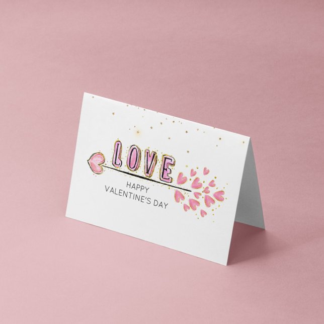 Watercolor Heart Love Script Valentine's Card (Creator Uploaded)