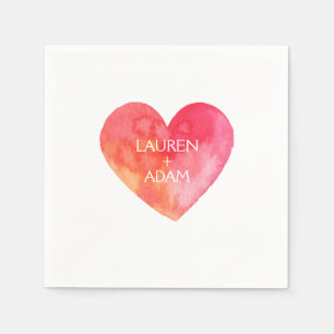 Watercolor Heart Paper Napkins for weddings