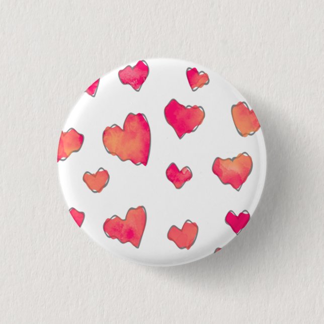 Watercolor Heart Pattern Art  3 Cm Round Badge (Front)