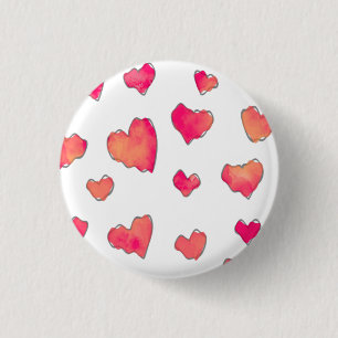 Watercolor Heart Pattern Art  3 Cm Round Badge