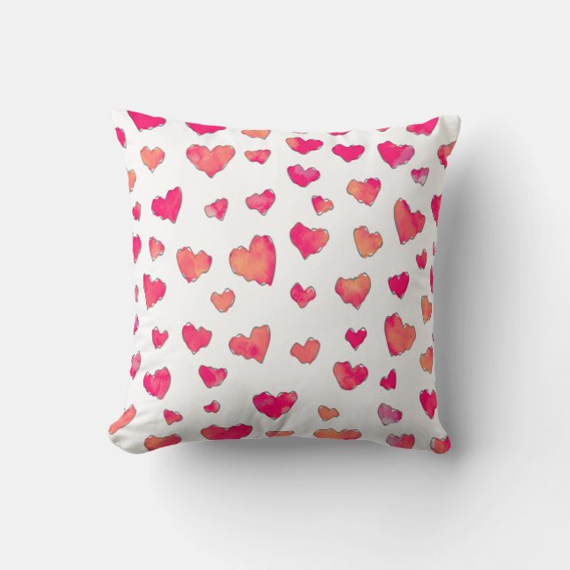 Watercolor Heart Pattern Art  Cushion (Front)