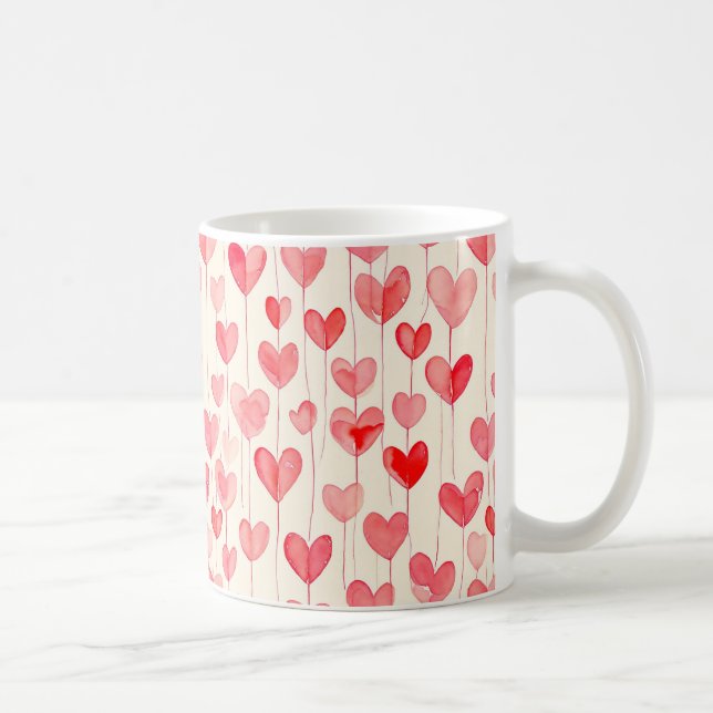 Watercolor Heart Pattern  Coffee Mug (Right)