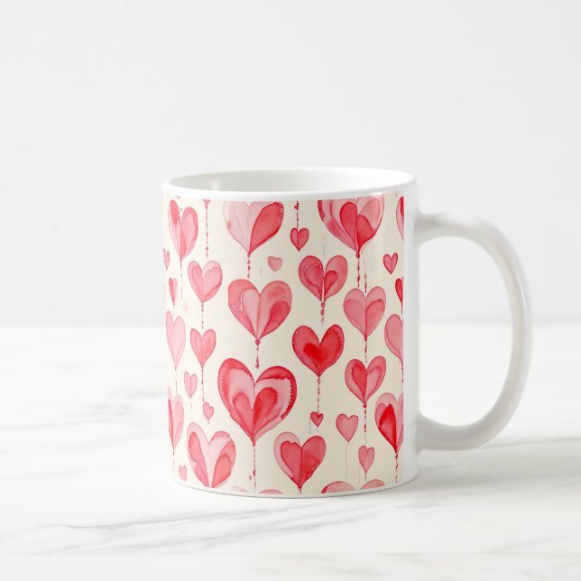 Watercolor Heart Pattern Collection Coffee Mug (Right)