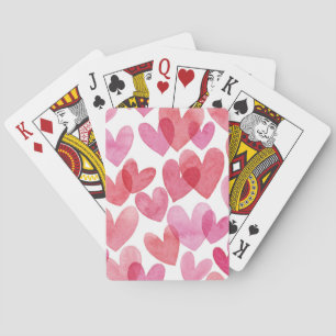 Watercolor Heart Pattern Playing Cards