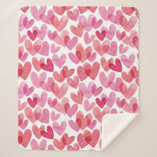 Watercolor Heart Pattern Sherpa Blanket