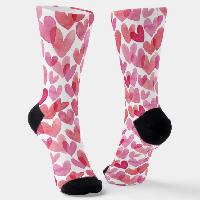 Watercolor Heart Pattern Socks (Angled)