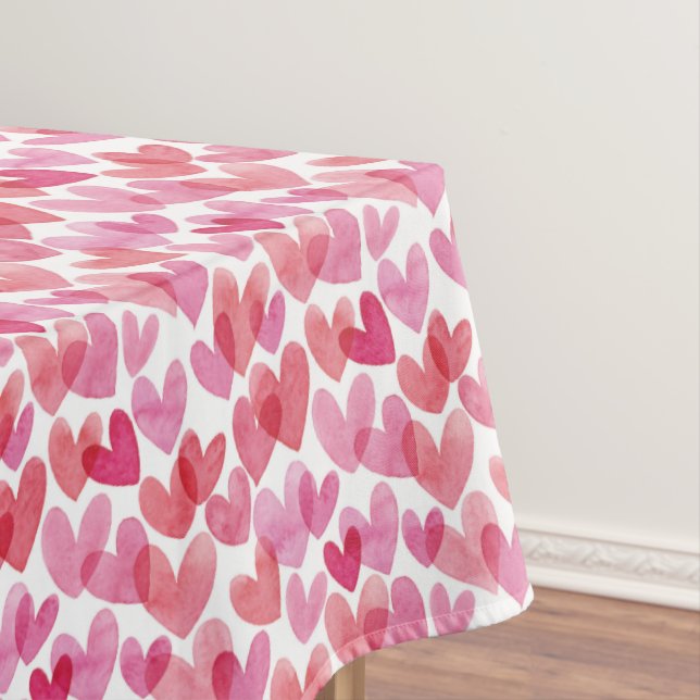Watercolor Heart Pattern Tablecloth (In Situ)