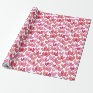 Watercolor Heart Pattern Wrapping Paper