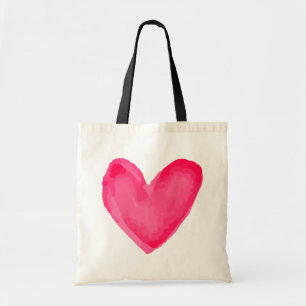 Watercolor Heart Pink Red Love - Wedding Tote Bag