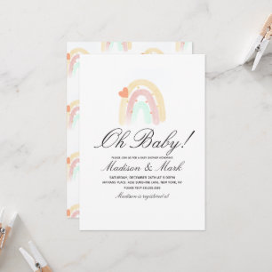 Watercolor Heart Rainbow Stroke Baby Shower Invitation