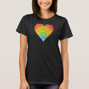 Watercolor Heart Rainbow Vintage Retro 80's Women  T-Shirt