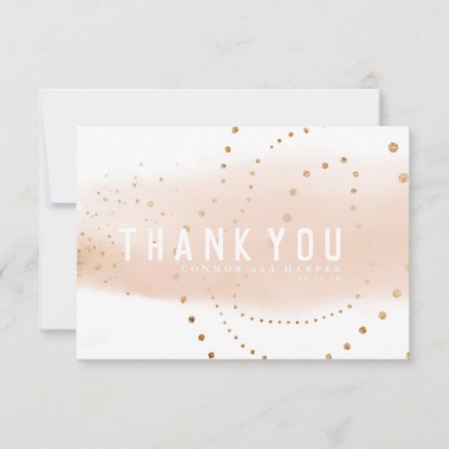 Watercolor Heart Splash Modern Abstract Art Thank You Card (Front)