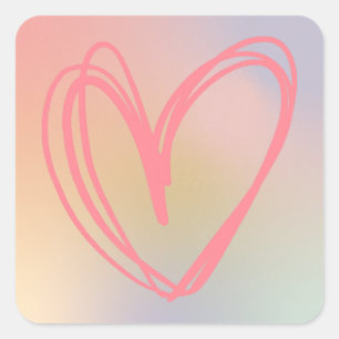 watercolor heart  square sticker