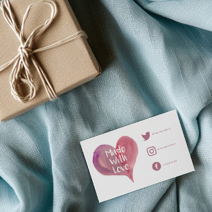 Watercolor heart thank you Social Links Enclosure Card