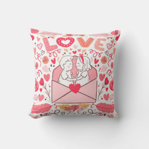 watercolor heart throw pillow