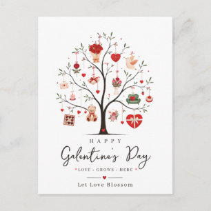Watercolor Heart Tree Galentine Postcard