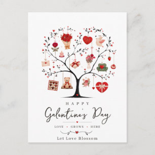 Watercolor Heart Tree Galentine Postcard
