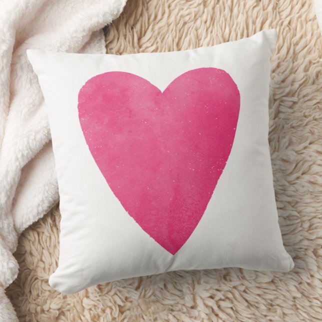 Watercolor Heart Valentine Pillow - Pink (Creator Uploaded)