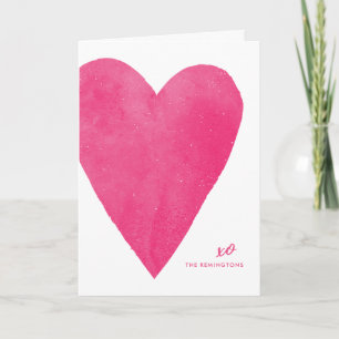 Watercolor Heart Valentine's Day Card - Pink