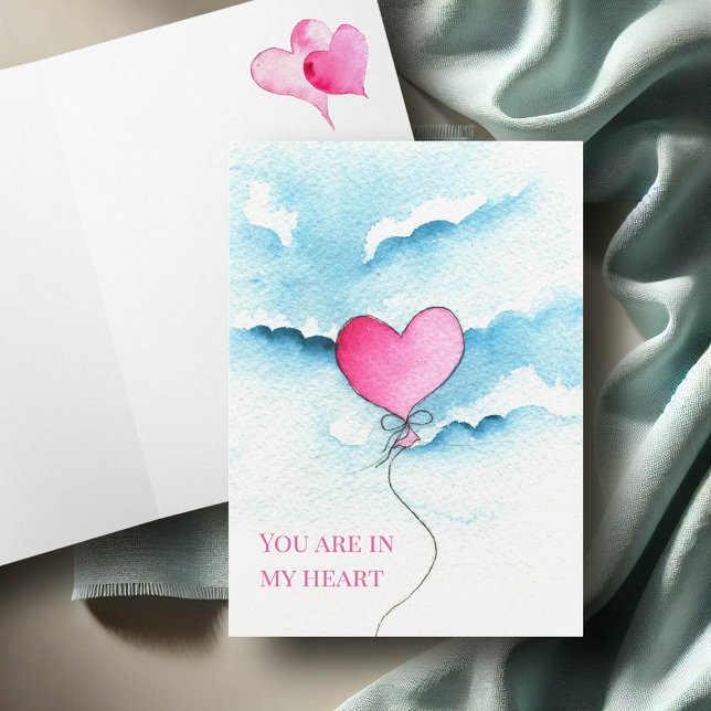 Watercolor Heart Valentines Day Cards (Valentines day cards watercolor heart balloon and sky by Victoria Grigaliunas Do Tell A Belle)