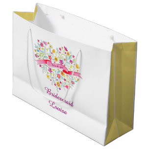 Watercolor heart wedding bridesmaid favour bag