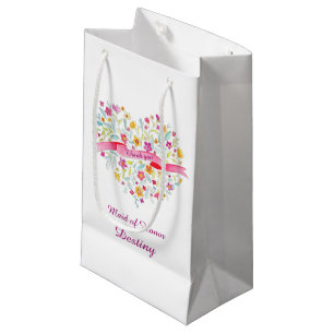 Watercolor heart wedding bridesmaid gift favour small gift bag