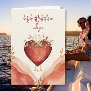 Watercolor Heart with Soft Florals and Warm Tones Holiday Card