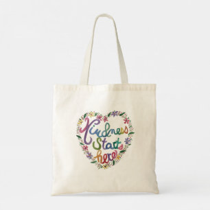 Watercolor Heart Wreath Kindness Tote Bag