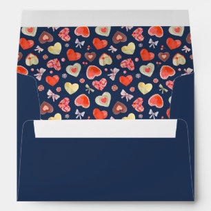 Watercolor Hearts and Flowers Envelope