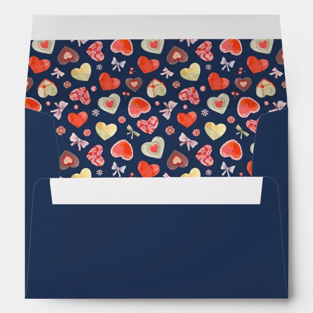 Watercolor Hearts and Flowers Envelope (Back (Bottom))