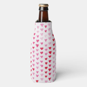 Watercolor Hearts Bottle Cooler
