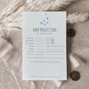 Watercolor Hearts Boy Baby Predictions & Advice Card