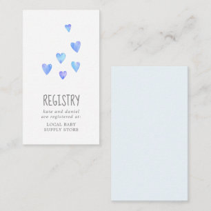 Watercolor Hearts Boy Baby Shower Gift Registry Enclosure Card