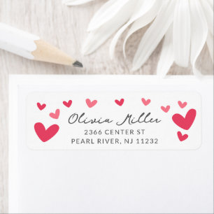 Watercolor Hearts Bridal Shower  Label Return Address Label