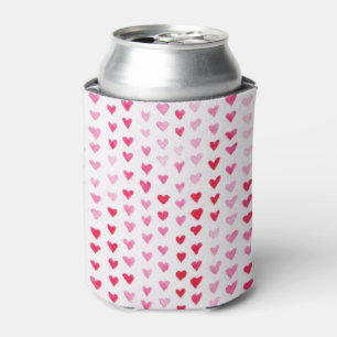 Watercolor Hearts Can Cooler