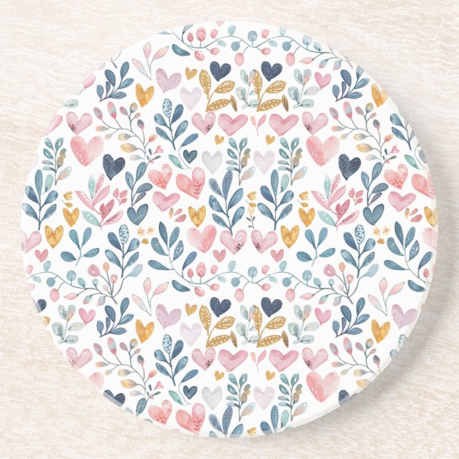 Watercolor hearts coaster (Front)