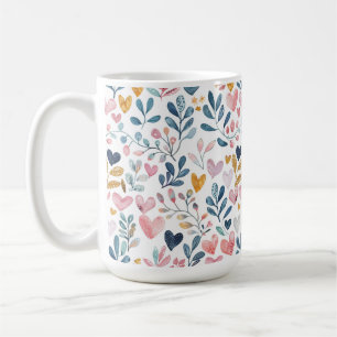 Watercolor hearts coffee mug