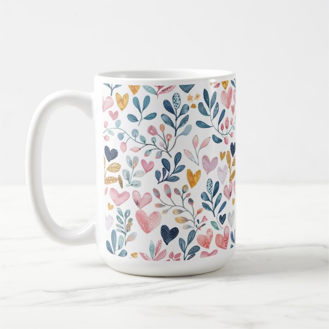 Watercolor hearts coffee mug (Left)
