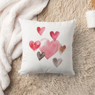Watercolor Hearts Cushion