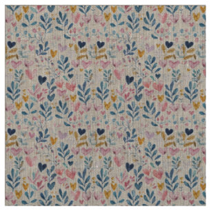 Watercolor hearts fabric