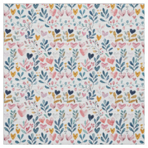 Watercolor hearts fabric