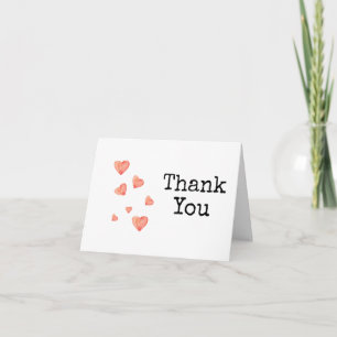 Watercolor Hearts Girl Baby Thank You Card