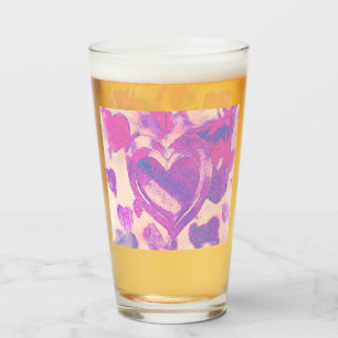 Watercolor hearts glass