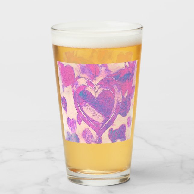 Watercolor hearts glass (Front Filled)