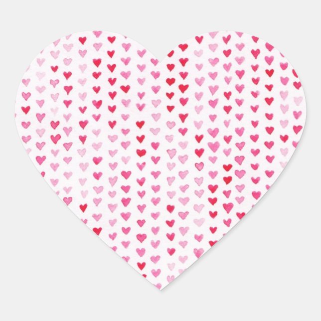 Watercolor Hearts Heart Sticker (Front)