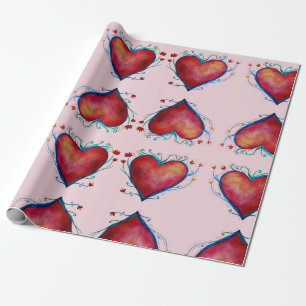 Watercolor Hearts Heart Wrapping Paper
