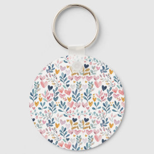Watercolor hearts key ring