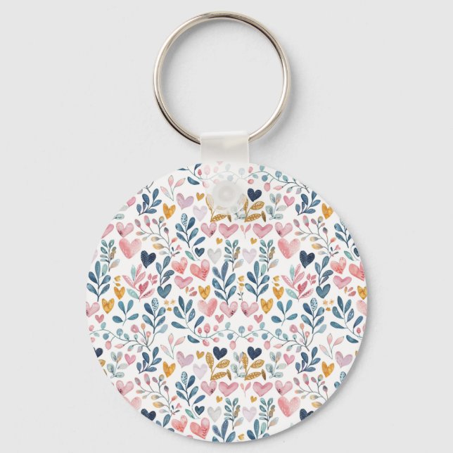 Watercolor hearts key ring (Front)
