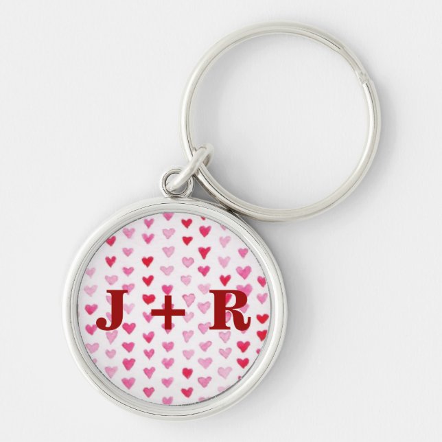 Watercolor Hearts Key Ring (Front)